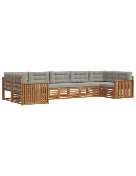 Set divani con cuscino 7 pcs Grigio Naturale e Chiaro