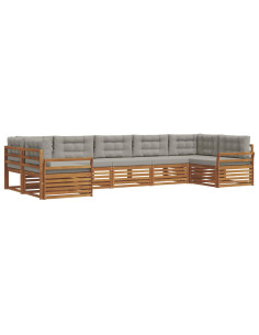 Set divani con cuscino 7 pcs Grigio Naturale e Chiaro 2