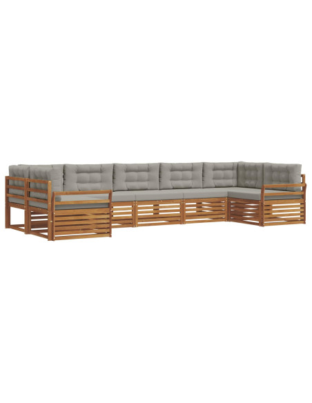 Set divani con cuscino 7 pcs Grigio Naturale e Chiaro