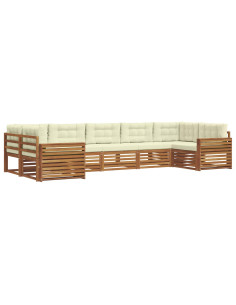 Set divani 7 pcs Naturale e Crema Legno di Acacia Massello 2