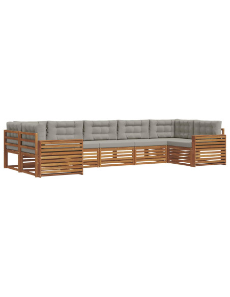 Set divani con cuscino 7 pcs Grigio Naturale e Chiaro
