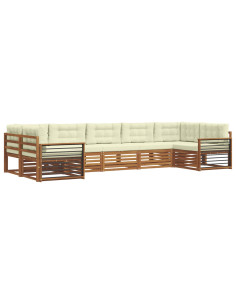 Set divani 7 pcs Naturale e Crema Legno di Acacia Massello 2