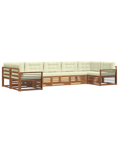 Set divani 7 pcs Naturale e Crema Legno di Acacia Massello