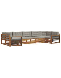 Set divani con cuscino 7 pcs Grigio Naturale e Chiaro 2