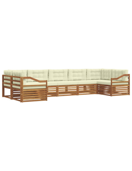 Set divani 7 pcs Naturale e Crema Legno di Acacia Massello