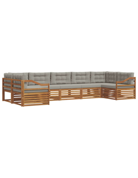 Set divani con cuscino 7 pcs Grigio Naturale e Chiaro
