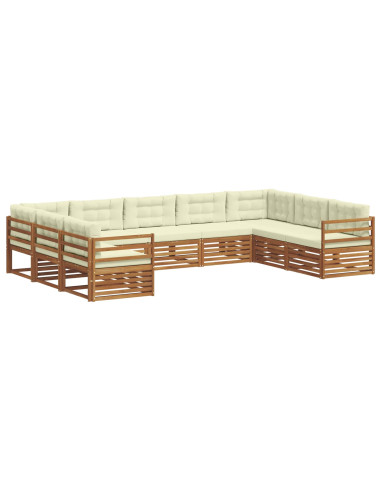 Set divani 9 pcs Naturale e Crema Legno di Acacia Massello