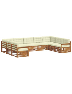Set divani 9 pcs Naturale e Crema Legno di Acacia Massello 2