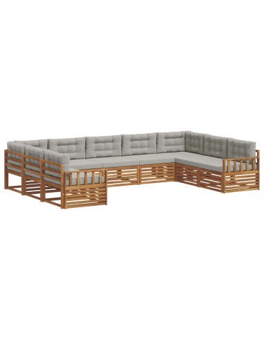 Set divani con cuscino 9 pcs Grigio Naturale e Chiaro