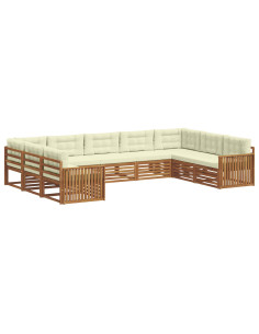 Set divani 9 pcs Naturale e Crema Legno di Acacia Massello 2