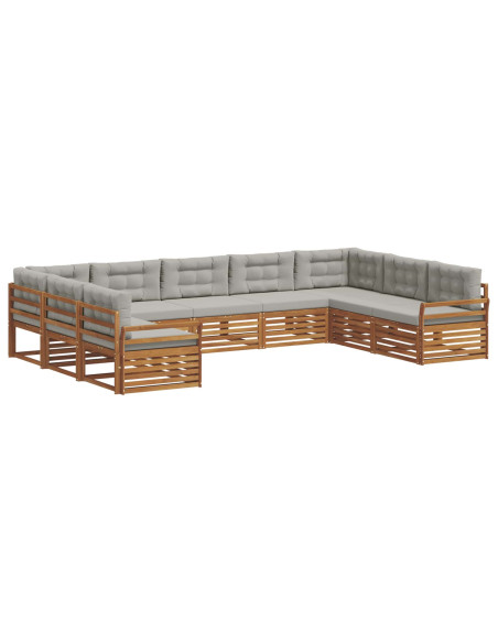 Set divani con cuscino 9 pcs Grigio Naturale e Chiaro