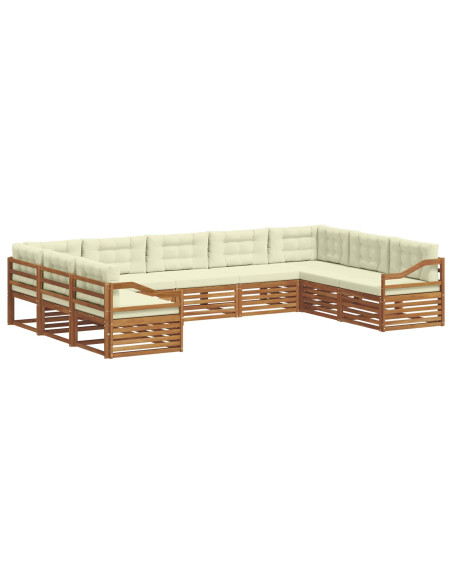 Set divani 9 pcs Naturale e Crema Legno di Acacia Massello