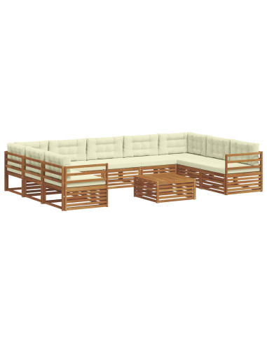 Set divani 10 pcs Naturale e Crema Legno di Acacia Massello