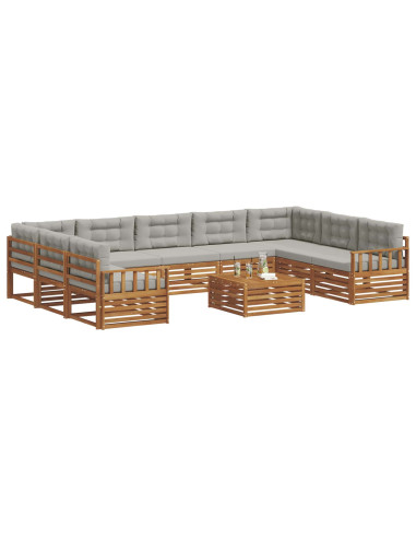 Set divani con cuscino 10 pcs Grigio Naturale e Chiaro