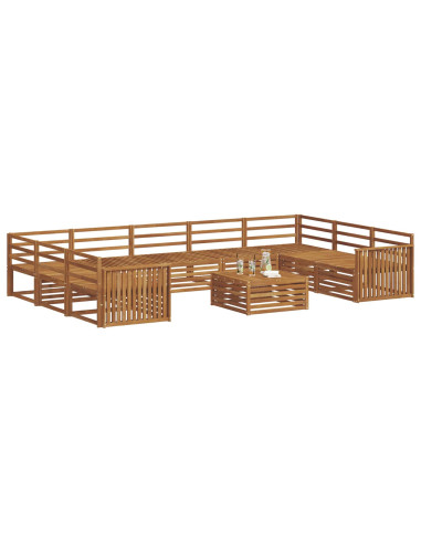 Set divani 10 pcs Naturale Legno di Acacia Massello