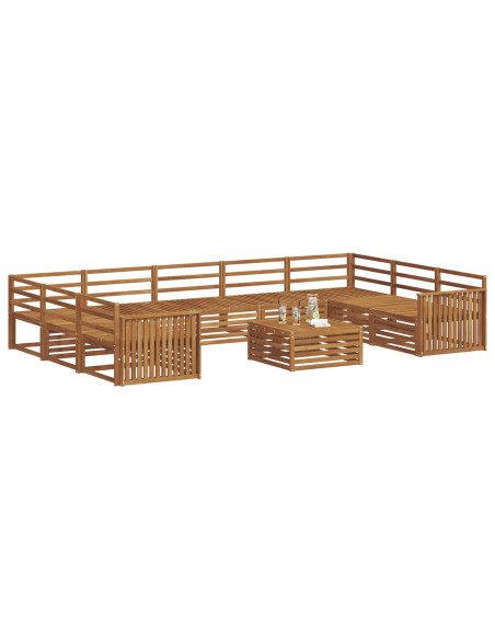 Set divani 10 pcs Naturale Legno di Acacia Massello