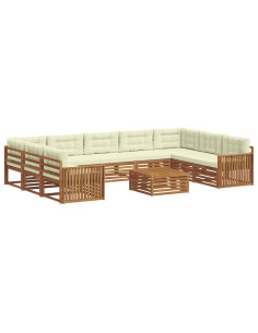 Set divani 10 pcs Naturale e Crema Legno di Acacia Massello 2