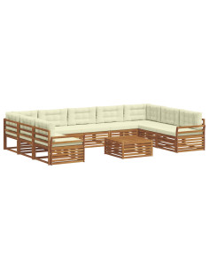 Set divani 10 pcs Naturale e Crema Legno di Acacia Massello 2