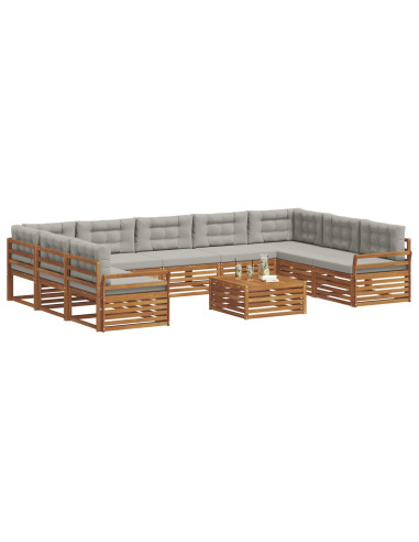 Set divani con cuscino 10 pcs Grigio Naturale e Chiaro