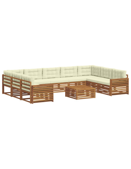 Set divani 10 pcs Naturale e Crema Legno di Acacia Massello