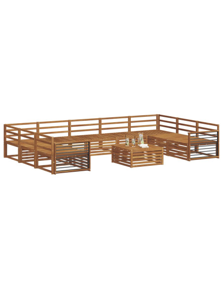 Set divani 10 pcs Naturale Legno di Acacia Massello