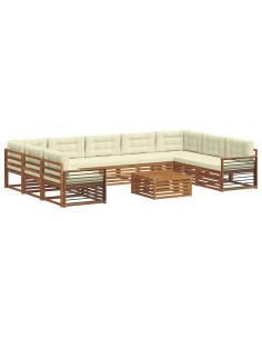 Set divani 10 pcs Naturale e Crema Legno di Acacia Massello 2