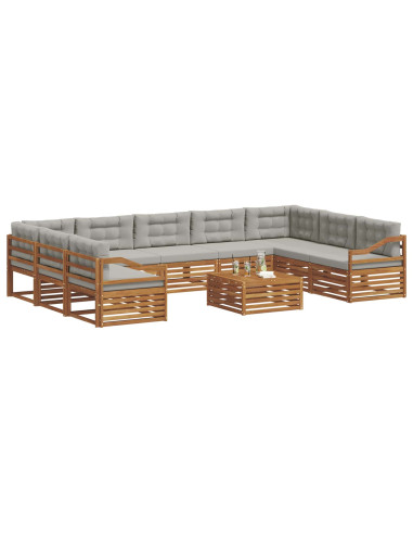 Set divani con cuscino 10 pcs Grigio Naturale e Chiaro