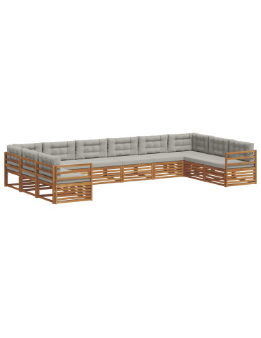 Set divani con cuscino 10 pcs Grigio Naturale e Chiaro