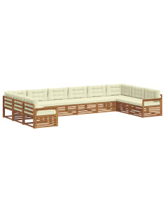 Set divani 10 pcs Naturale e Crema Legno di Acacia Massello 2