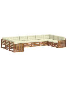 Set divani 10 pcs Naturale e Crema Legno di Acacia Massello 2