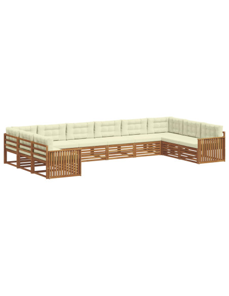 Set divani 10 pcs Naturale e Crema Legno di Acacia Massello