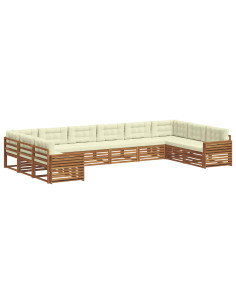 Set divani 10 pcs Naturale e Crema Legno di Acacia Massello 2