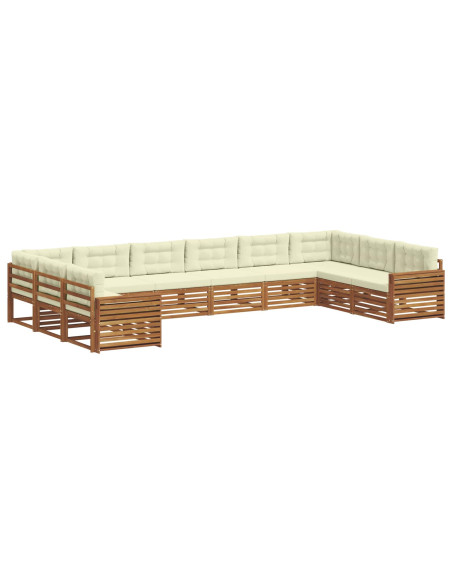 Set divani 10 pcs Naturale e Crema Legno di Acacia Massello