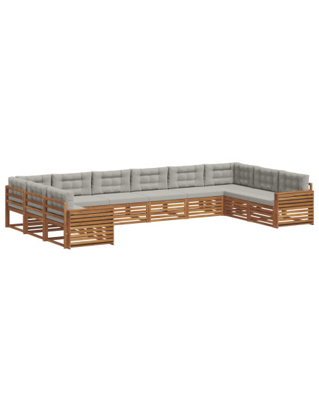 Set divani con cuscino 10 pcs Grigio Naturale e Chiaro