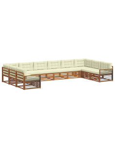 Set divani 10 pcs Naturale e Crema Legno di Acacia Massello 2