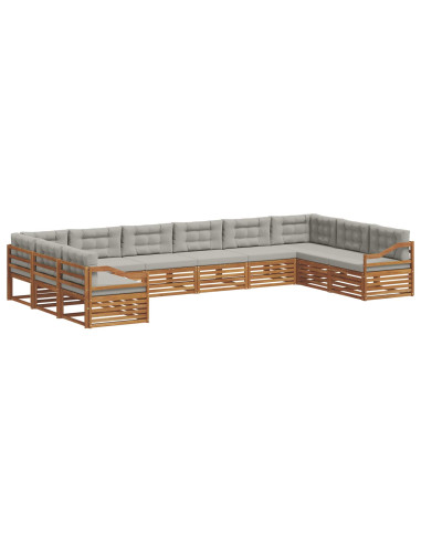 Set divani con cuscino 10 pcs Grigio Naturale e Chiaro