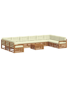 Set divani 11 pcs Naturale e Crema Legno di Acacia Massello 2