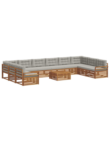Set divani con cuscino 11 pcs Grigio Naturale e Chiaro