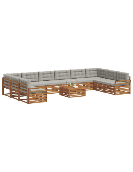 Set divani con cuscino 11 pcs Grigio Naturale e Chiaro