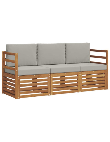 Set divani con cuscino 3 pcs Grigio Naturale e Chiaro