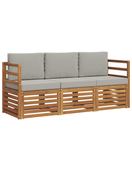 Set divani con cuscino 3 pcs Grigio Naturale e Chiaro