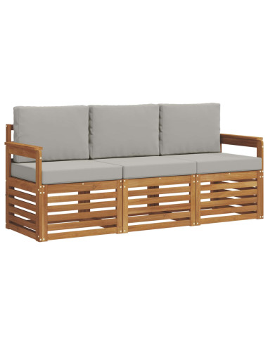 Set divani con cuscino 3 pcs Grigio Naturale e Chiaro
