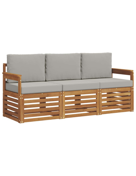Set divani con cuscino 3 pcs Grigio Naturale e Chiaro