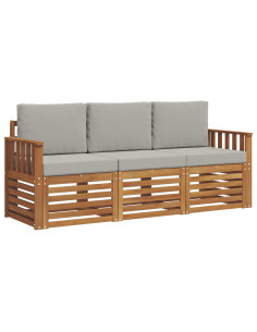 Set divani con cuscino 3 pcs Grigio Naturale e Chiaro 2