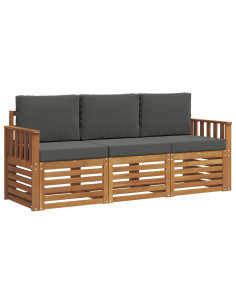 Set divani 3 pcs Naturale e Antracite Legno di Acacia Massello 2