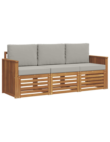Set divani con cuscino 3 pcs Grigio Naturale e Chiaro