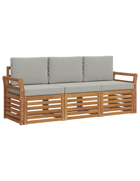 Set divani con cuscino 3 pcs Grigio Naturale e Chiaro