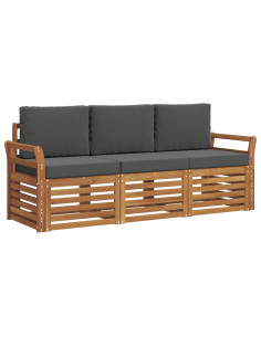 Set divani 3 pcs Naturale e Antracite Legno di Acacia Massello 2