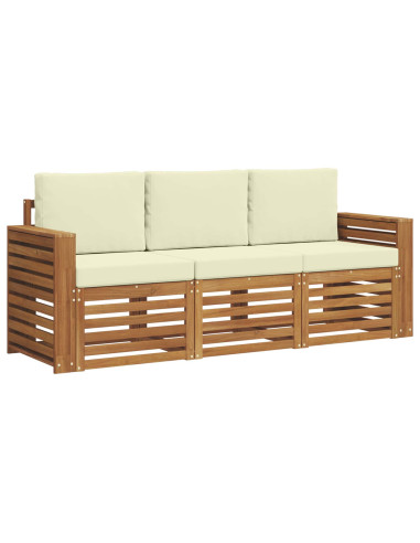 Set divani 3 pcs Naturale e Crema Legno di Acacia Massello