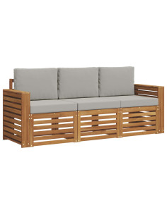 Set divani con cuscino 3 pcs Grigio Naturale e Chiaro 2